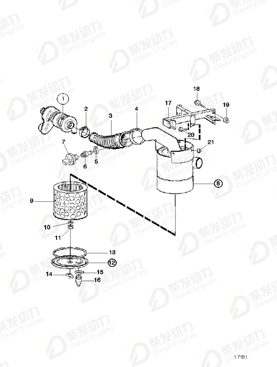 VOLVO Air filter housing 9517671 Drawing